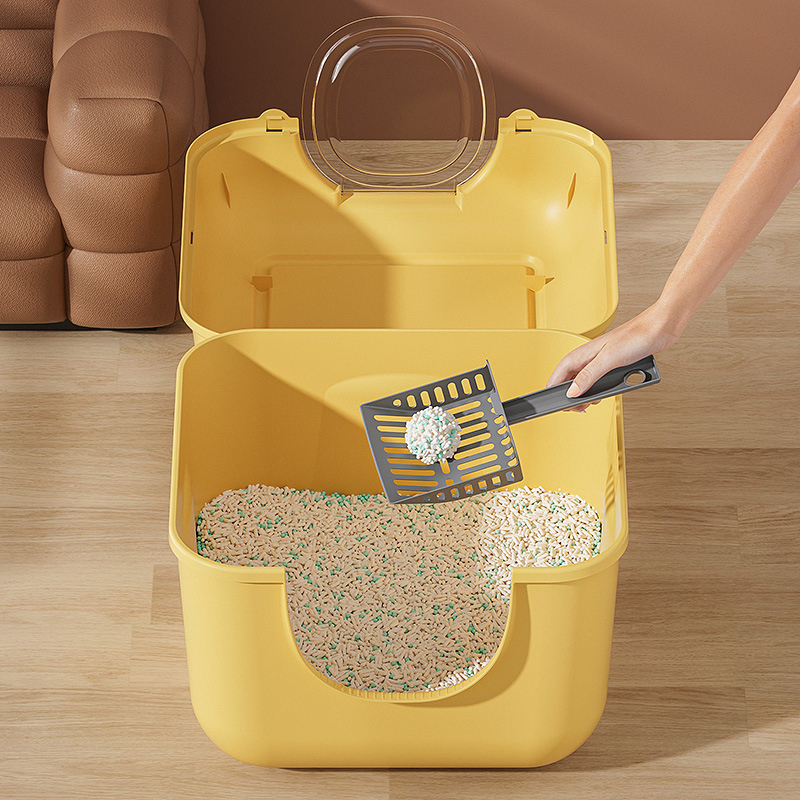 Easy to Clean Large Size Foldable and Portable Enclosed Cat Litter Box with Splash-Proof Design