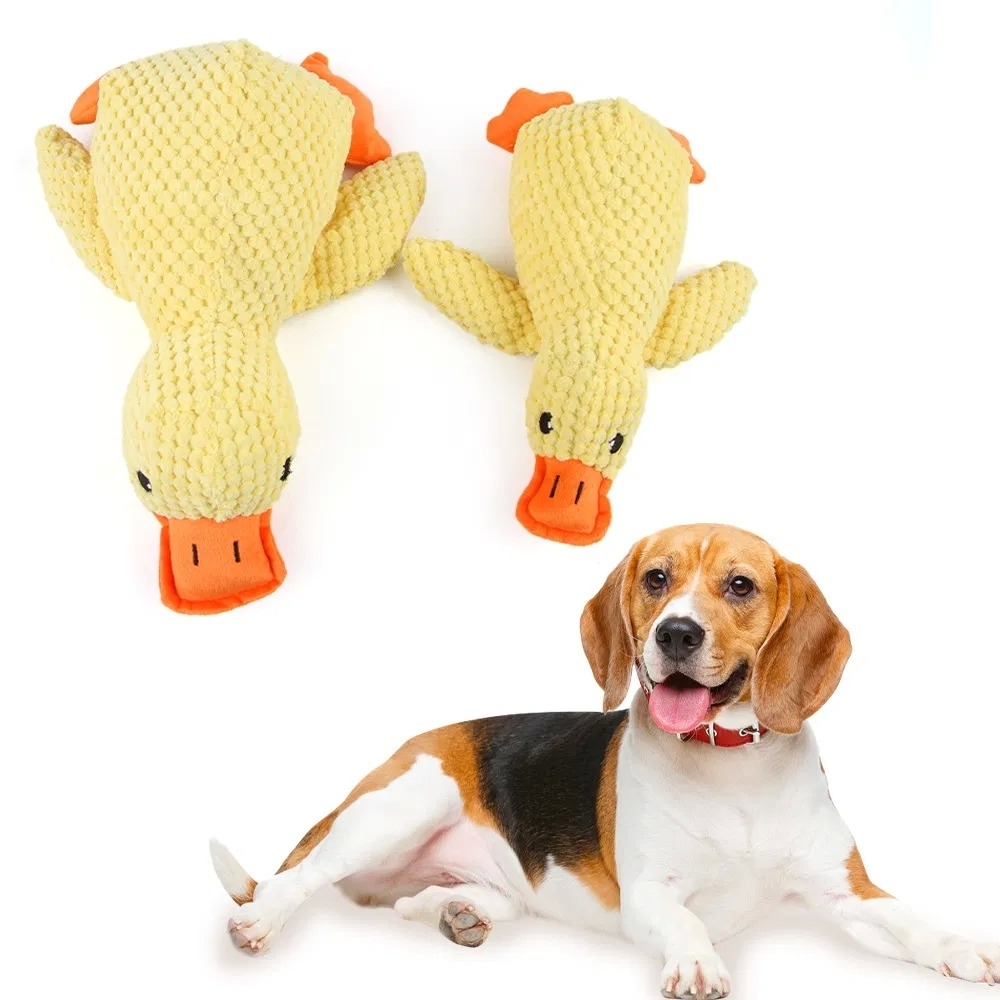 No Stuffing Duck Pet Toy with Soft Squeaker for Teeth Cleaning and Stress Relief in Dogs and Cats
