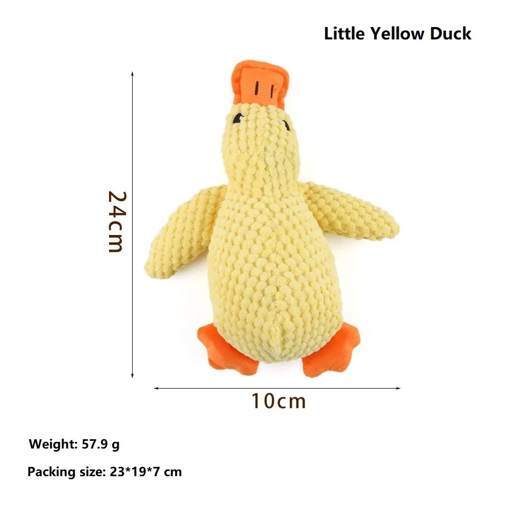 No Stuffing Duck Pet Toy with Soft Squeaker for Teeth Cleaning and Stress Relief in Dogs and Cats
