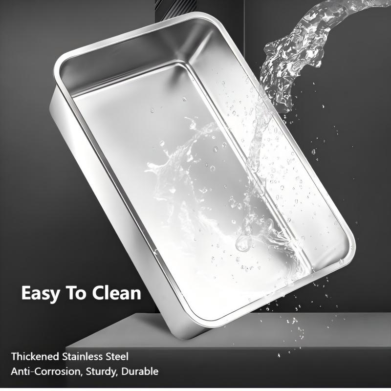 Stainless Steel Cat Litter Box with Detractable Roof and Large Size for Easy Cleaning and Spacious Comfort