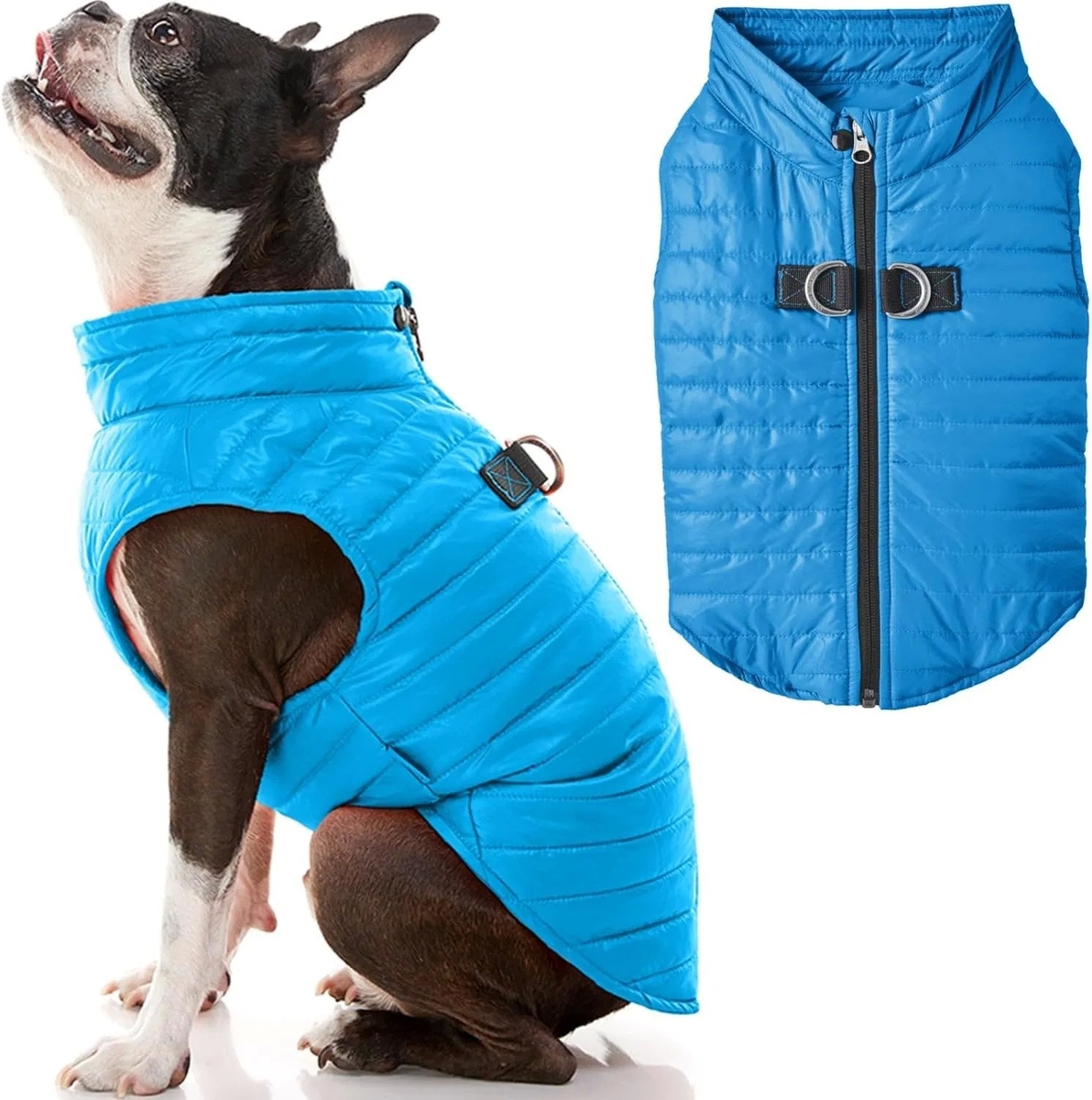 Ultra Lightweight Water Resistant Dog Puffer Vest with Dual D-Ring Leash Attachment for Winter