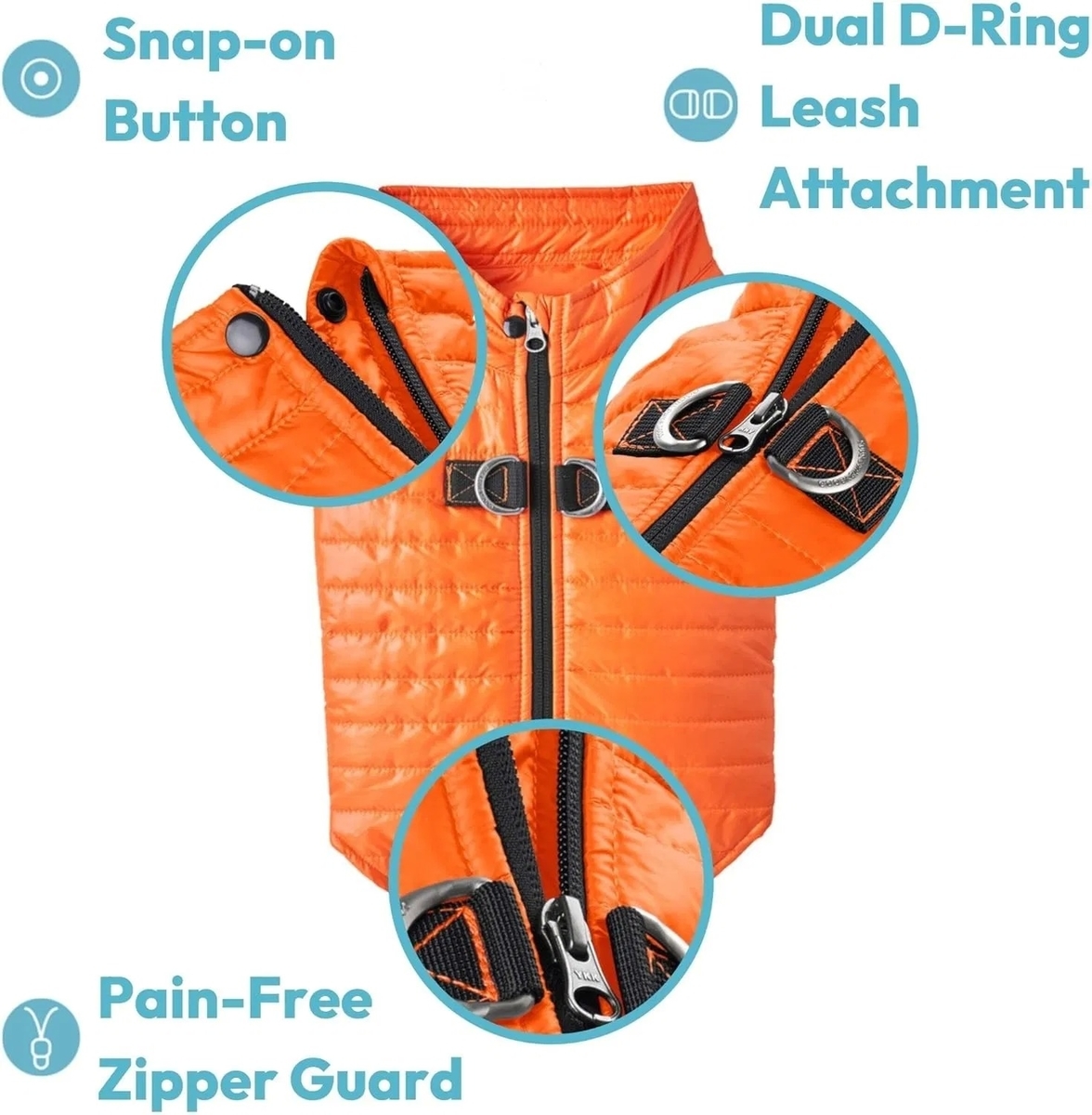 Ultra Lightweight Water Resistant Dog Puffer Vest with Dual D-Ring Leash Attachment for Winter