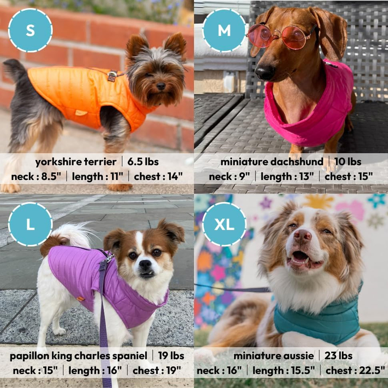 Ultra Lightweight Water Resistant Dog Puffer Vest with Dual D-Ring Leash Attachment for Winter