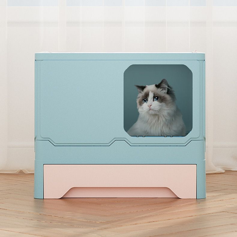 Foldable and Portable Enclosed Cat Litter Box with Easy to Clean Spacious Design