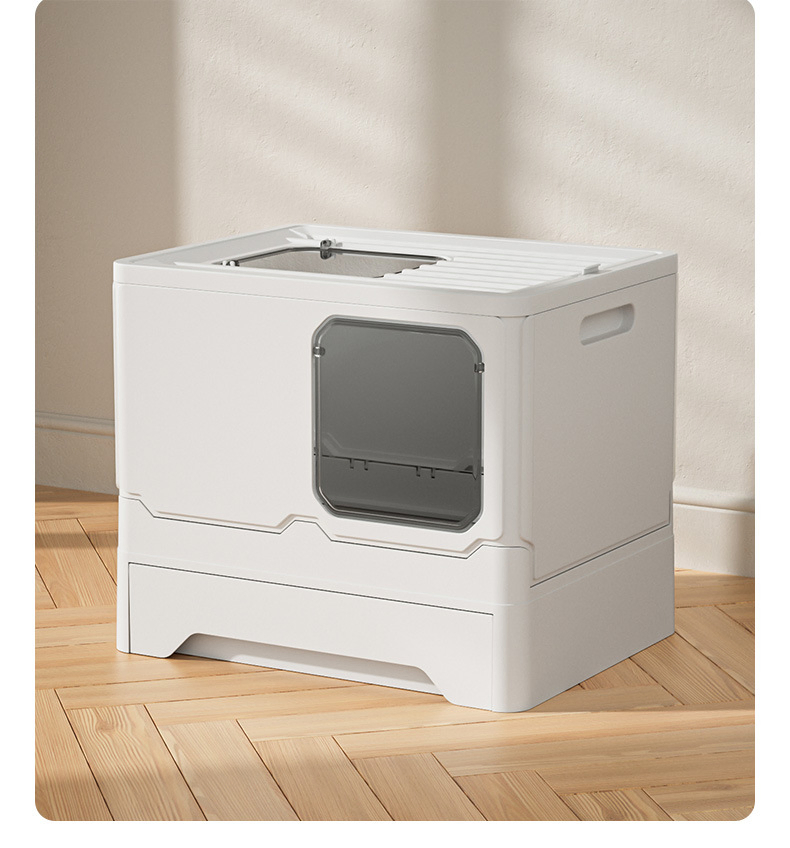 Foldable and Portable Enclosed Cat Litter Box with Easy to Clean Spacious Design