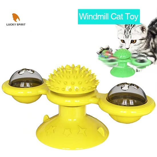 Windmill Cat Chew Toy with TPR Material and Suction Cup for Interactive Play