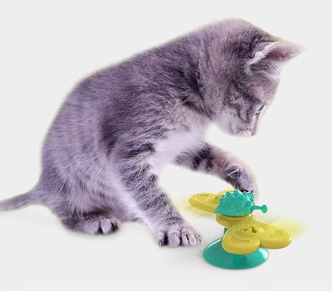 TPR Material Cat Chew Toy with Suction Cup Base and Catnip Infused for Teething and Puzzle Play