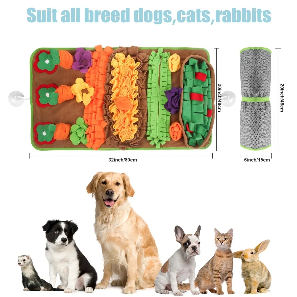Extremely Durable and Easy to Clean Noise-Free Snuffle Mat Dog Puzzle Toy for Foraging Training