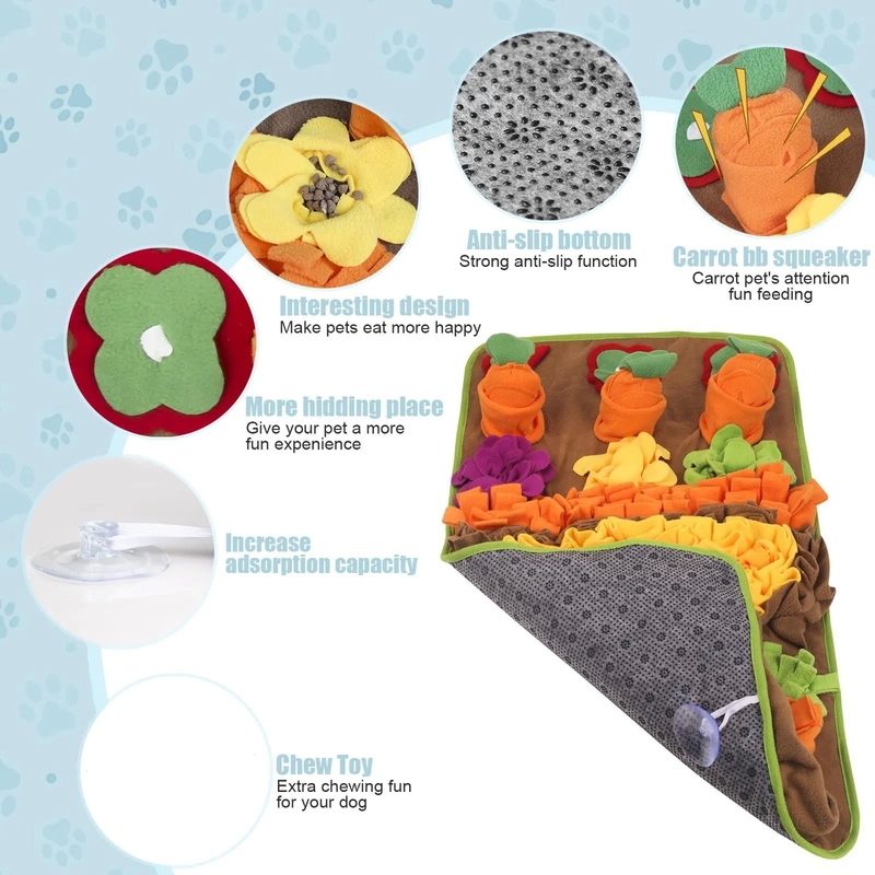 Extremely Durable and Easy to Clean Noise-Free Snuffle Mat Dog Puzzle Toy for Foraging Training