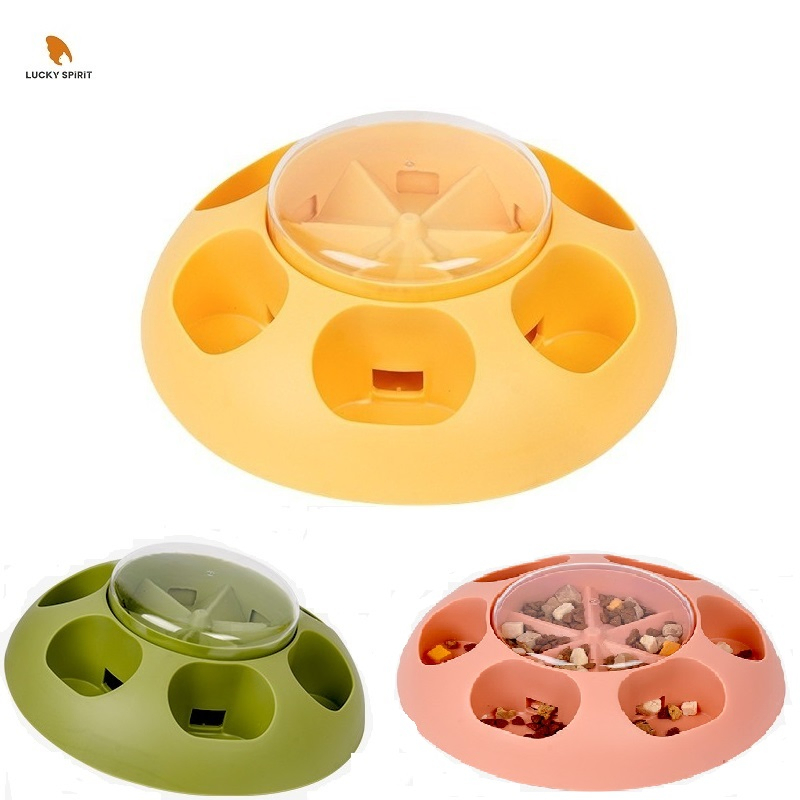 Press-Type Design Puzzle Feeder with Three Colors and PP+TPR Material for Cats and Dogs