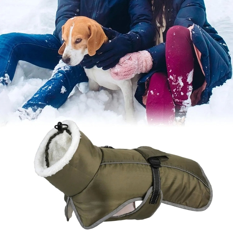 Waterproof Warm Dog Coat with Adjustable Belt for Cold Weather Protection