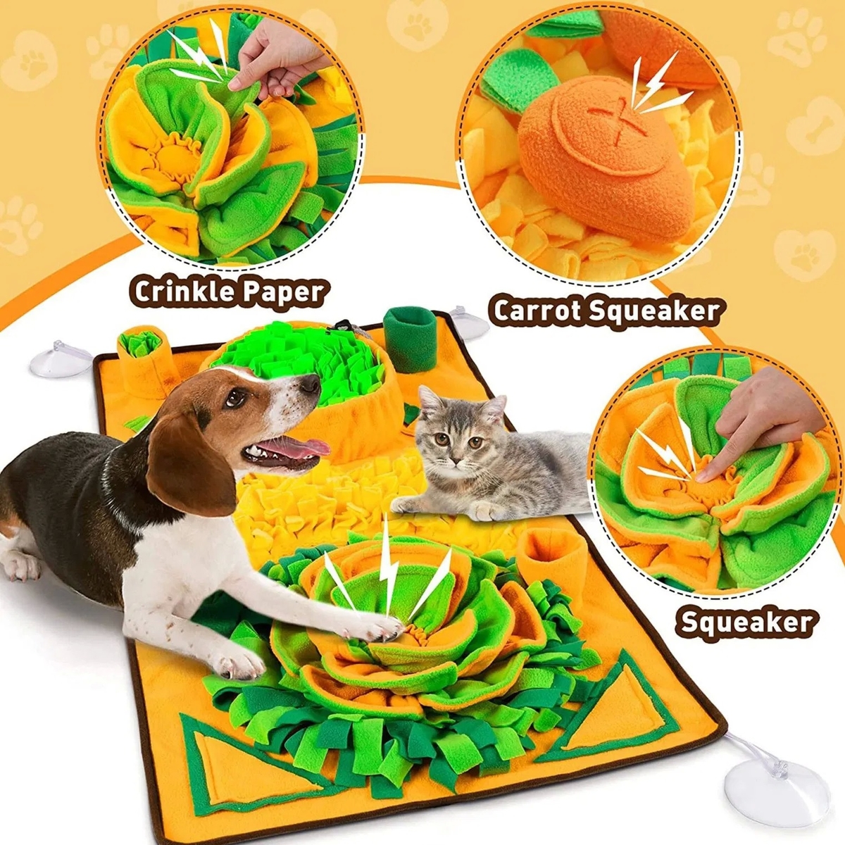 Extremely Durable and Easy to Clean Noise-Free Snuffle Toy for Dog Nosework Training and Foraging Mat