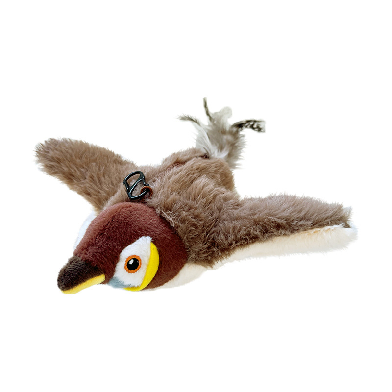 USB Rechargeable Interactive Cat Toy with Motion Sensor Activated Flying Bird and Realistic Sparrow Modeling