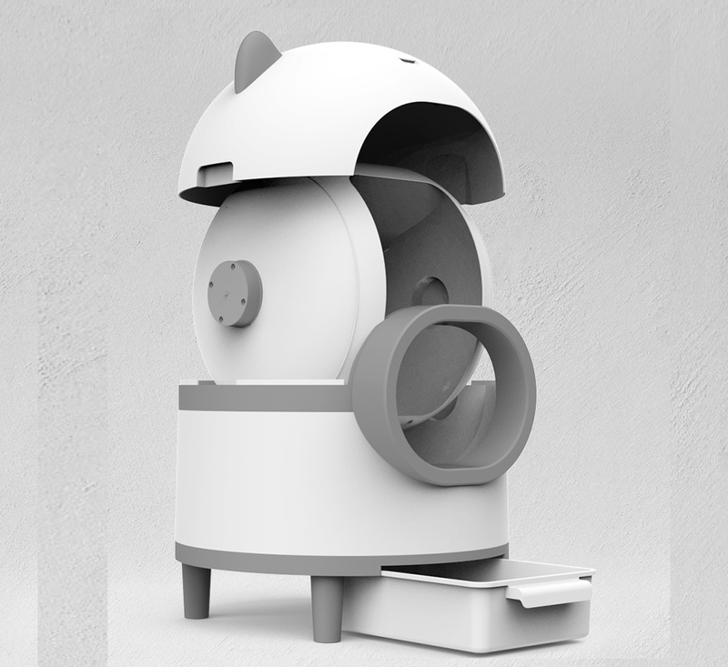 Intelligent Automatic Self-cleaning Cat Litter Box with Smart APP Online Management Real-Time Odor Monitoring and Auto Record of Toileting Times