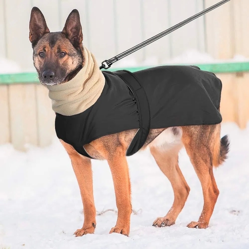 Winter Warm Waterproof Dog Jacket with Thickened Warmth and Adjustable Waist Strap for Outdoor Comfort