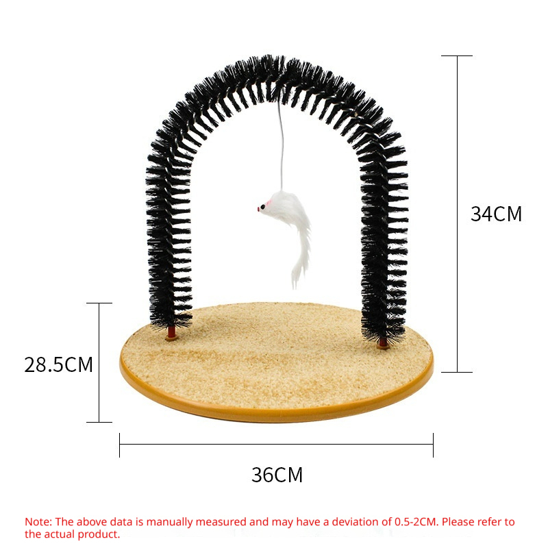 4-in-1 Cat Self Groomer and Arch Scratcher with Durable PVC Brushes and Compact Design for Interactive Play