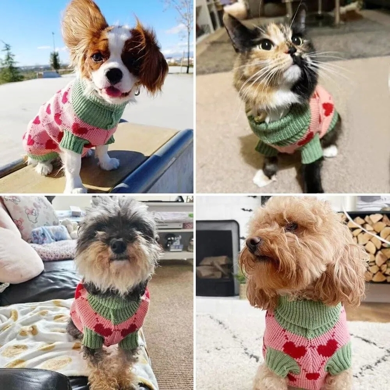 Warm High Neck Dog Sweater in Soft Cotton Material with Multiple Sizes for Small to Large Dogs