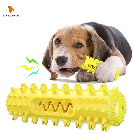 Squeaky Serrated Bristles Dog Chew Toy and Toothbrush with Floatable Design for Medium and Large Dogs