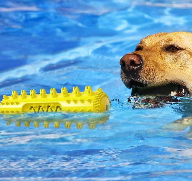 Squeaky Serrated Bristles Dog Chew Toy and Toothbrush with Floatable Design for Medium and Large Dogs