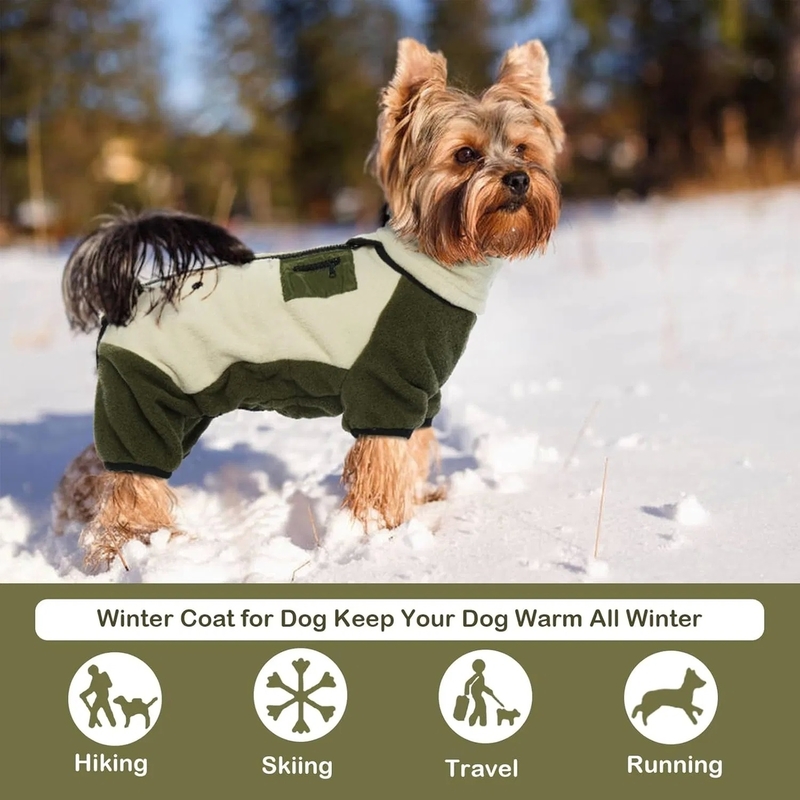 Warm Polar Fleece Dog Jacket with Removable Turtleneck and 5 Sizes for Winter Comfort