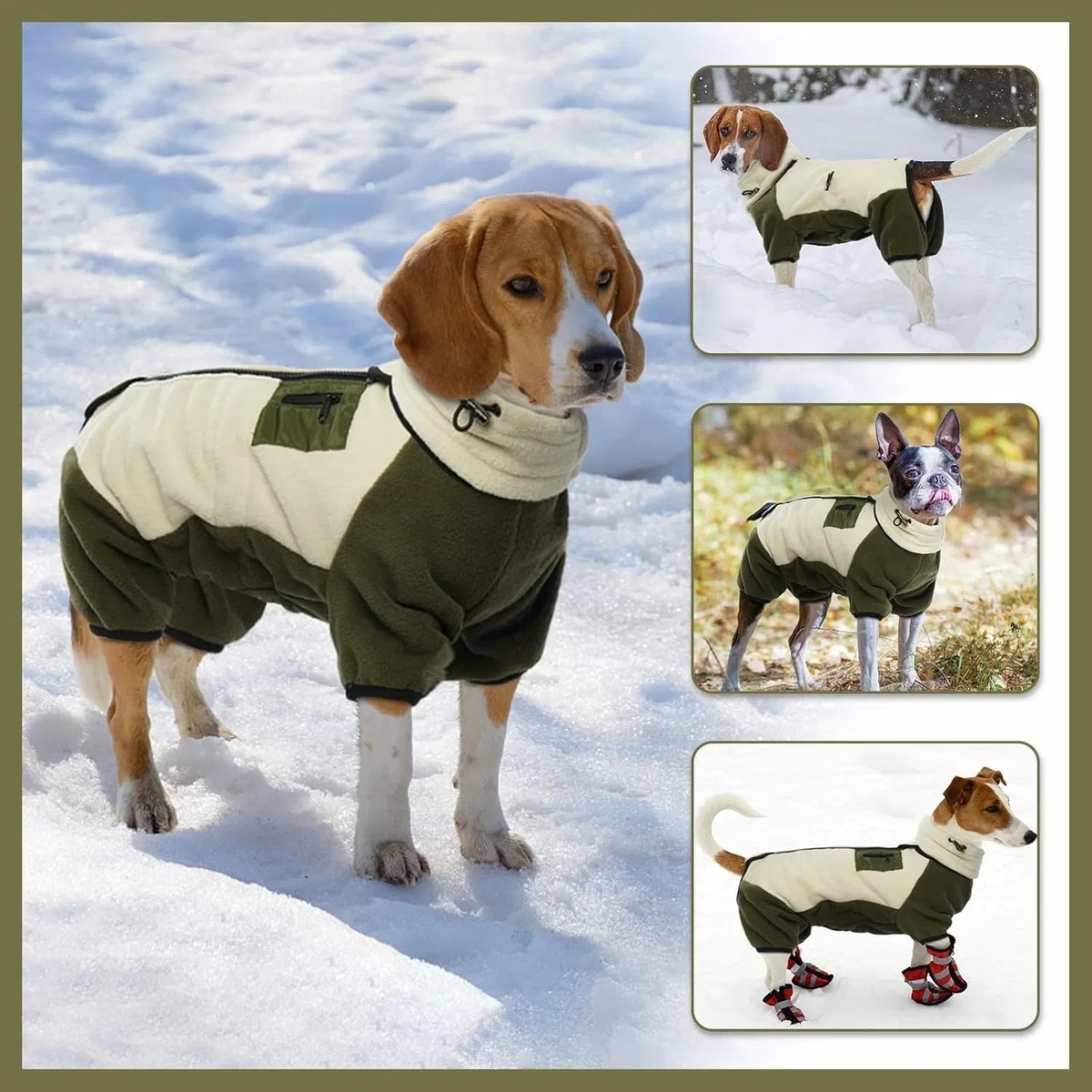Warm Polar Fleece Dog Jacket with Removable Turtleneck and 5 Sizes for Winter Comfort