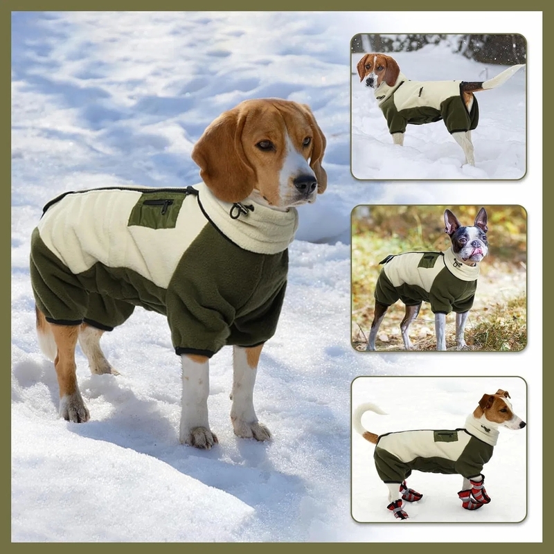 Warm Polar Fleece Dog Jacket with Removable Turtleneck and 5 Sizes for Winter Comfort