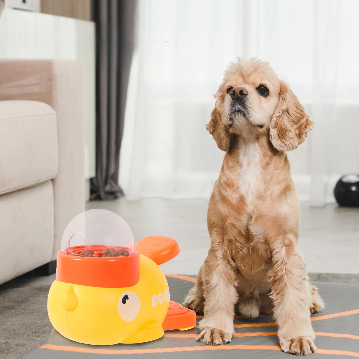Durable ABS Material Pet Puzzle Toy with Slow Feeder Function and Cute Duck Design for Cats and Dogs