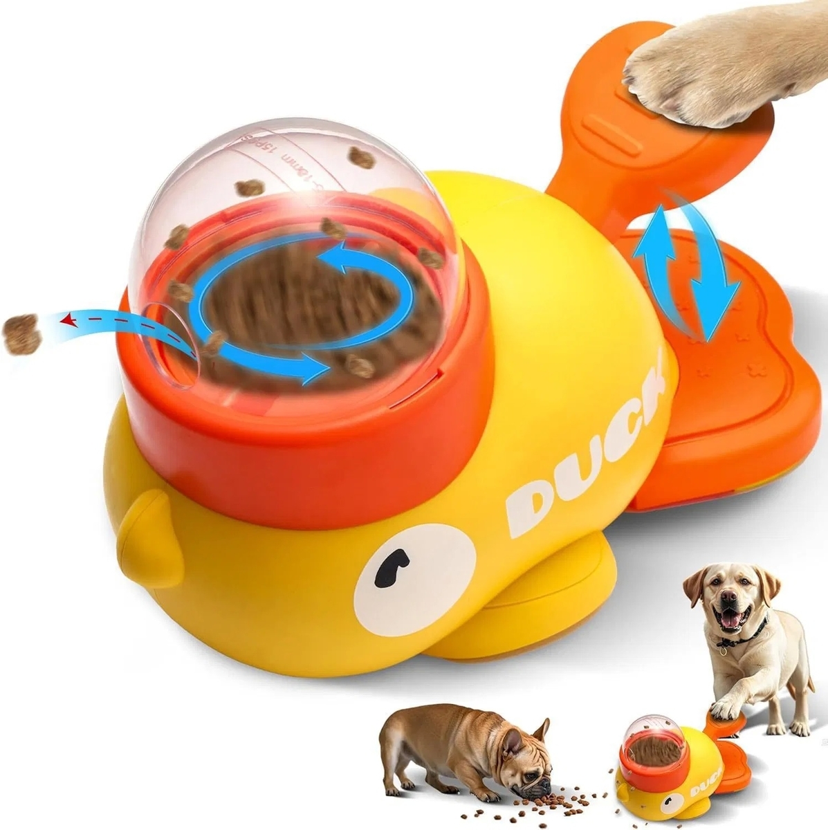Durable ABS Material Pet Puzzle Toy with Slow Feeder Function and Cute Duck Design for Cats and Dogs