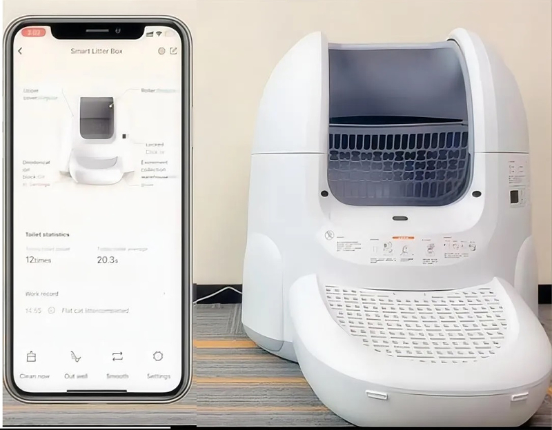 APP Control Smart Automatic Cat Litter Box with Real-Time Odor Monitoring and Auto Record of Toileting Times