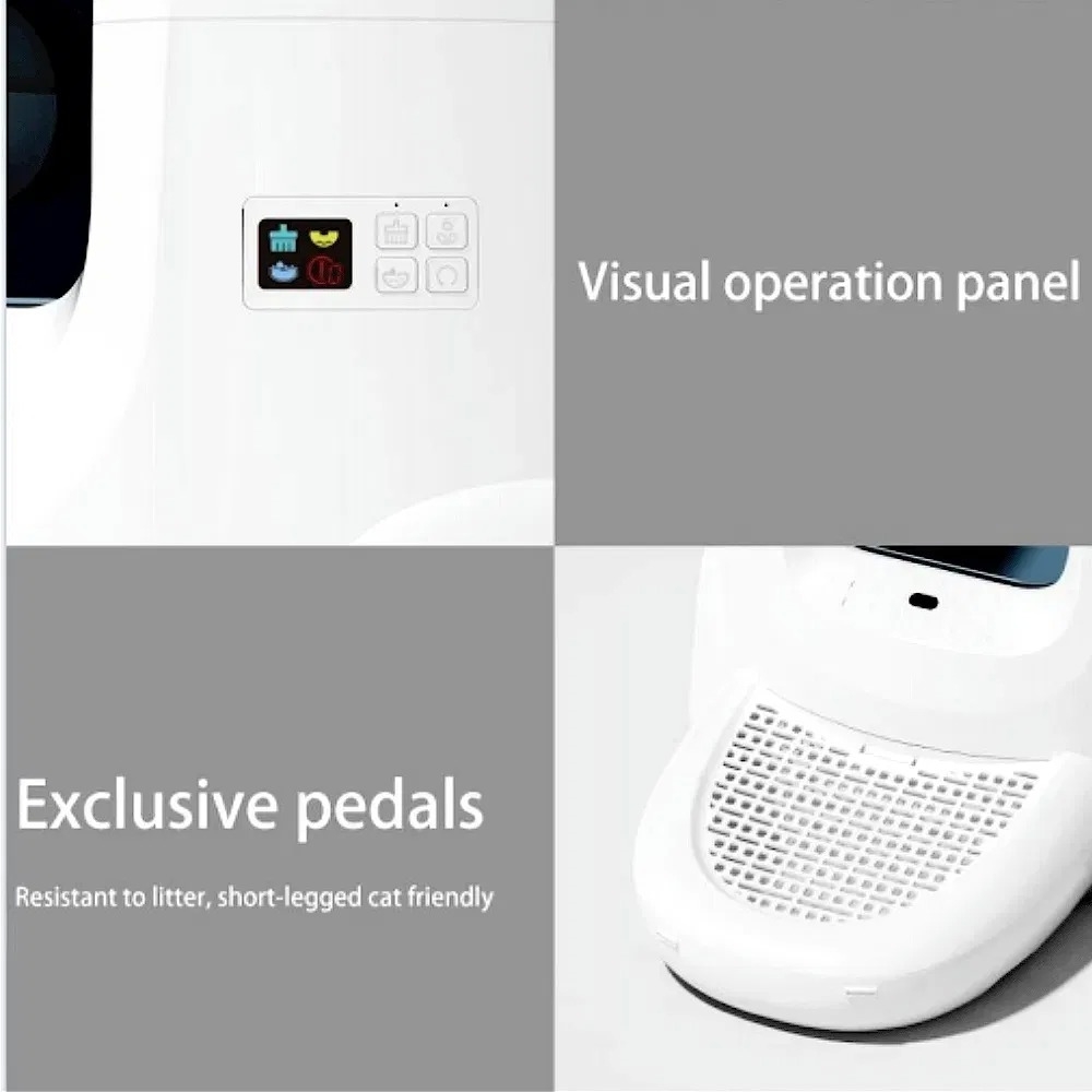 Automatic Self-cleaning Cat Litter Box with Real-Time Odor Monitoring Smart APP Online Management and Auto Record of Toileting Times
