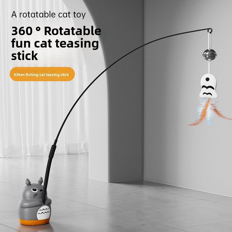 Interactive Cat Wand with Powerful Suction Cup and Handheld Design - Medium Size Feather Teaser Toy
