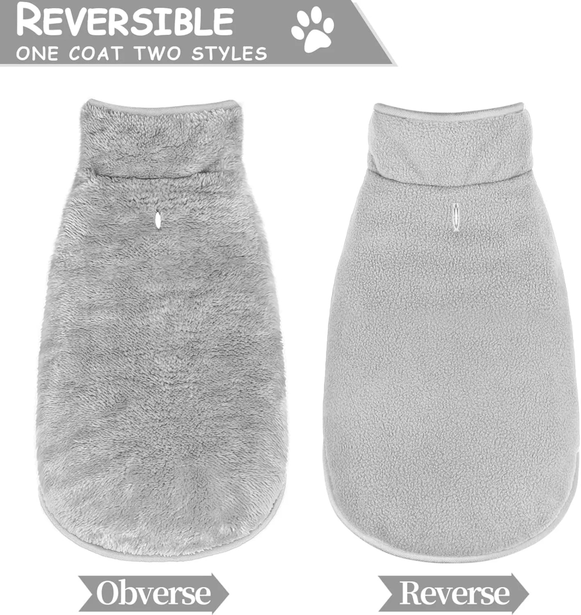 Reversible Windproof Dog Winter Coat with Multi Sizes for Cold Weather Protection