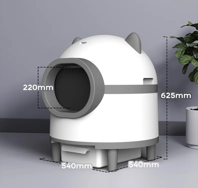 Automatic Self-cleaning Cat Litter Box with Real-Time Odor Monitoring Smart APP Online Management and Auto Record of Toileting Times