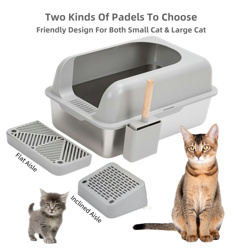 Stainless Steel Cat Litter Box with Spacious Design and Easy to Clean Features for Large Cats