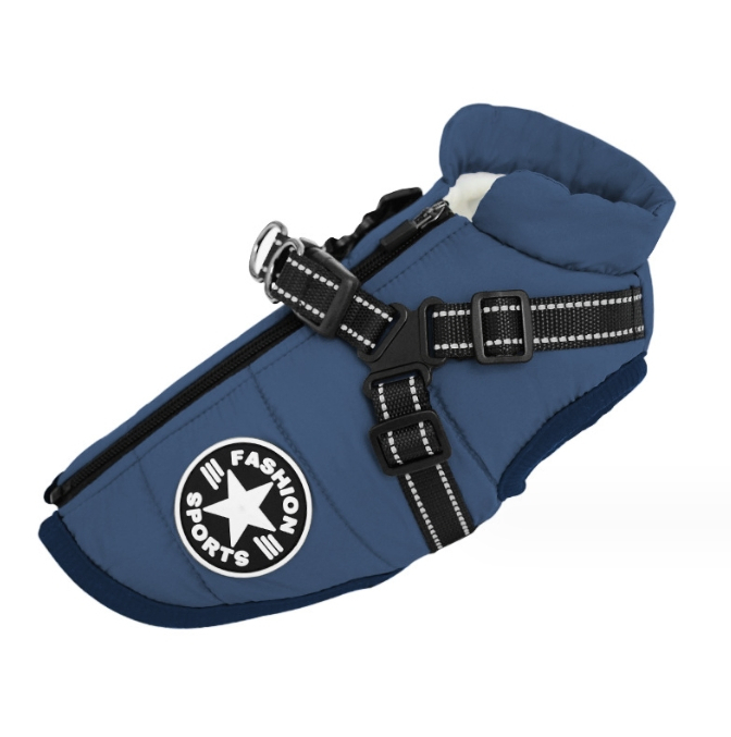 Waterproof Warm Fleece Lining Dog Coat with Zipper Design for Winter Pet Apparel