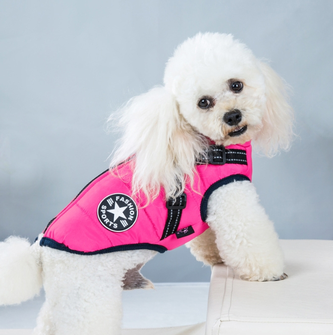 Waterproof Warm Fleece Lining Dog Coat with Zipper Design for Winter Pet Apparel