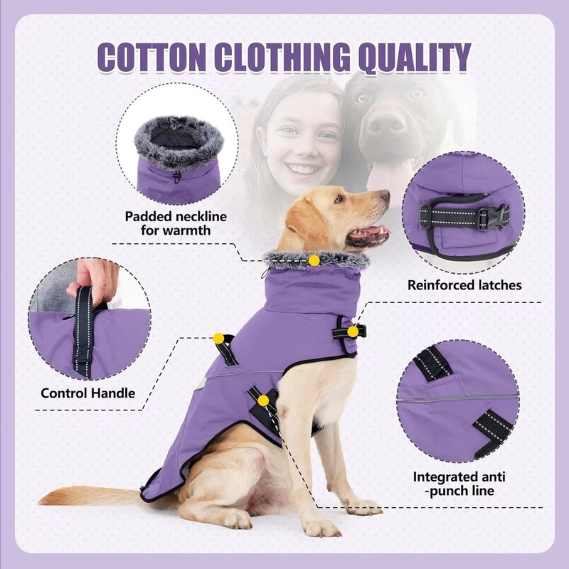 Waterproof Dog Coat with Adjustable Fit and Reflective Strip for Small Medium Dogs