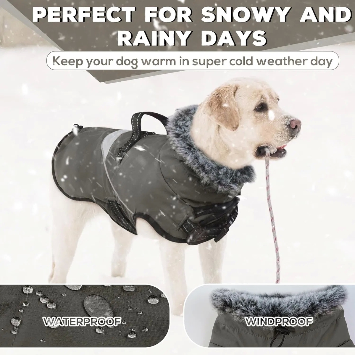 Waterproof Adjustable Reflective Dog Coat Winter Jacket for Small Medium Large Dogs