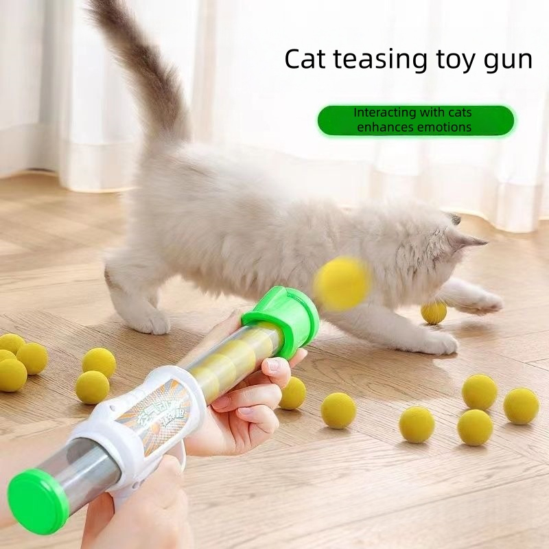 Interactive Pet Toy Gun for Cats - Plastic Material Medium Size with Boxed Packaging